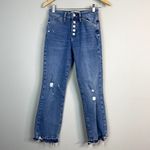 Free People We the  Jeans Womens 25 Blue‎ Distressed Cropped Button Fly Stretch Photo 1