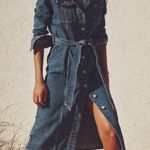 ZARA denim jean dress midi button up long sleeve waist tie Photo 2