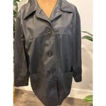 Carte Womens Black Lightweight Trench Coat Jacket Size L Button Front Pockets Size L Photo 1