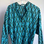 ZARA  Women's Blue Green Print Long Sleeve‎ Mini Dress with Belt Photo 1