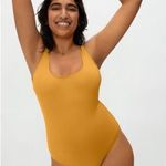 Everlane Women sz S Marigold Yellow Square Neck One Piece Swim Cheeky Open Back Photo 1
