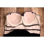 XOXO Blue Novelty Trim 1pc Sweetheart Strapless Swimsuit sz MEDIUM Photo 7