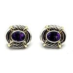 David Yurman 14K Gold & 925 Silver Oval Albion Amethyst Earrings Photo 1