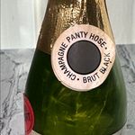 Burlington Champagne Bottle Novelty Sheer Pantyhose Black Medium 115lbs Photo 2