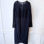 City Chic Elegant Long Sleeve Lace Tulip Hem Dress in Navy SZ M 18 NWT Photo 2
