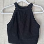 Aerie Womens XL Ribbed Knit High Neck Racer Back Cropped Tank Top Black Bra Photo 0