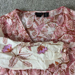 Tahari  Linen Blend Floral Leaf‎ Print Button Down Blouse Top Medium Boho Casual Photo 0