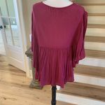 Japna  Flowy Top Hippie Boho Shirt Maroon Embroidered Womens M Batwing Dohlman Photo 14