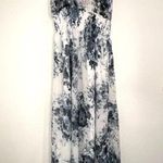 she's cool She’s Cool Blue & Grey Floral Pattern with White Adjustable Strap Maxi Dress Photo 6