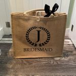 New "J" bridesmaid tote bag with black bow Tan Photo 0
