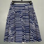 Maeve  Anthropologie Abstract Stripes Navy Blue Circle Swing Skirt Women’s Size 0 Photo 0