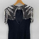 Scala Vintage Festive Dress Whimsigoth Fairy XL Black Silver Silk Sequined Beads Photo 4
