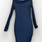 James Perse  Dress Size l Black Cowl Neck Long Sleeve Knit Blend Stretch body con Photo 0