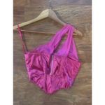 I SAW IT FIRST Asymmetric Satin Corset Crop Top Pink Size 4 Photo 4