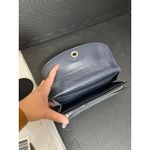 Coach Flap Clutch In Signature Canvas Tea Rose Wallet Bag Blue Brown C Logo Photo 7