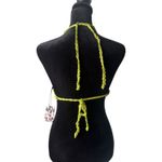 Cider  Crochet Daisy Halter Crop Bralette Top Size L Green Festival Hippie NEW Photo 1