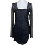 Boohoo Booohoo Black Square Neck Ruched Mesh Bodycon Dress Sexy Coctail Party Sz 12 Photo 1