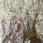 Free People Cream Lace Embroidered Sheer Peplum Top Size Small Photo 5