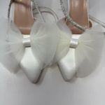 Lulus New Lelanee White Satin Rhinestone Bow Ankle Strap Pumps Size 9 Photo 5