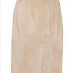Vince Lamb Leather Faux Wrap Midi in Marzipan Beige Suede Leather Skirt… Photo 0