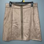 Hem & Thread  women’s large brown full front zip sherpa lined faux suede skirt Photo 0