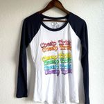 Chaser Womens Shirt Baseball Tee Cheap Trick Band White Blue Size Small Photo 0
