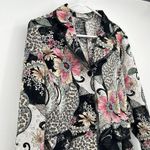 Niji of Waikiki Hawaiian Button Jacket M Art to Wear Floral Paisley Eyelets Black Size M Photo 2