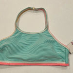 NWT SO by Kohl’s Teal Striped High Neck Bikini Top Photo 0