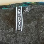 Snoskins Velvet Burnout Ruched Sleeve Top Black/Green Size Medium Black Photo 4