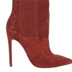 ASOS Burgundy suede pointed toe stiletto ankle boots with cowgirl design size 6 Photo 0