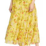 Ralph Lauren Lauren Tiered Floral Maxi Skirt Women L Yellow Cottage Boho Fairy Photo 0