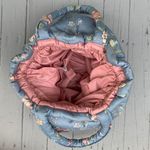 Vintage Blue Floral Puffy Quilt Tote Purse w/ Metal Bracket Closure Photo 3