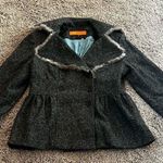 Cynthia Steffe wool tweed Peplum coat rabbit fur trim size 4 Photo 13