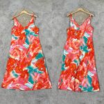 Natori  Women’s Satin Orange Flower Mist Camisole Night-Gown Midi Slip Dress L Photo 1