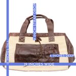 THREADS OF EVOLUTION "WANDERLUST" WEEKENDER BAG CREAM CHINDI RUG & BROWN LEATHER Photo 13