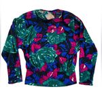 Vintage 1980s glam maximalist floral shirt with shoulder pads 100% wool bold SM Photo 8
