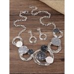 Boutique Chunky Necklace Set womens jewelry earrings Silver Black Gray Photo 9