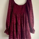 VICI  Long Sleeve Smocked Burgundy Lepoard Babydoll Dress Size Medium Photo 3