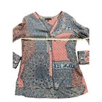 Sanctuary Women's Patchwork Print Long Sleeve V Neck Shift Dress Red Blue Casual Photo 3