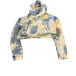 Refugee Blue and Cream Tie-Dye Cropped Hoodie Photo 0