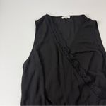 Pleione Black Crossover Lace Accent Peplum Sleeveless Blouse Size 1X Photo 1