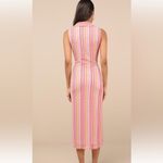 Lulus  Pink and White Striped Midi Dress Photo 1