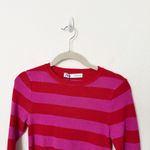 ZARA [] Pink Red Striped Crew Neck Long Sleeve Knit Crop Sweater NWT Sz Medium M Photo 2