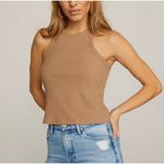 Good American  Classic 90s Ribbed Tank Top in Taupe Size 2 / US M Photo 1