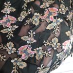 Rebecca Taylor BLACK SEMI SHEER SILK FLORAL PRINTED BLOUSE 10 Photo 6