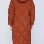 Nasty Gal Rust Quilted Longline Puffer Hooded Jacket Photo 3