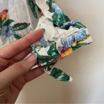 Old Navy White and Floral Relaxed Tie-Cuff Linen-Blend Blouse Photo 3