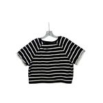 Calvin Klein  Jeans Women's Large Black And White Striped Crop T-Shirt Photo 1