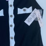 Nanette Lepore  Sleeveless Black White Contrast Trim Button Front Dress M NWT Photo 4