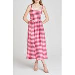 WAYF 💕 x Styled Coco!💕 Gracie Gingham Linen-Blend Midi Dress Red Gingham XL NWT Photo 6